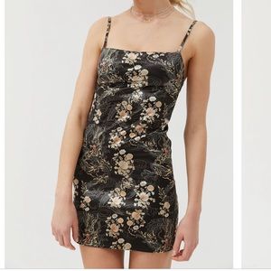 URBAN OUTFITTERS PRINTED SATEEN MINI SLIP DRESS